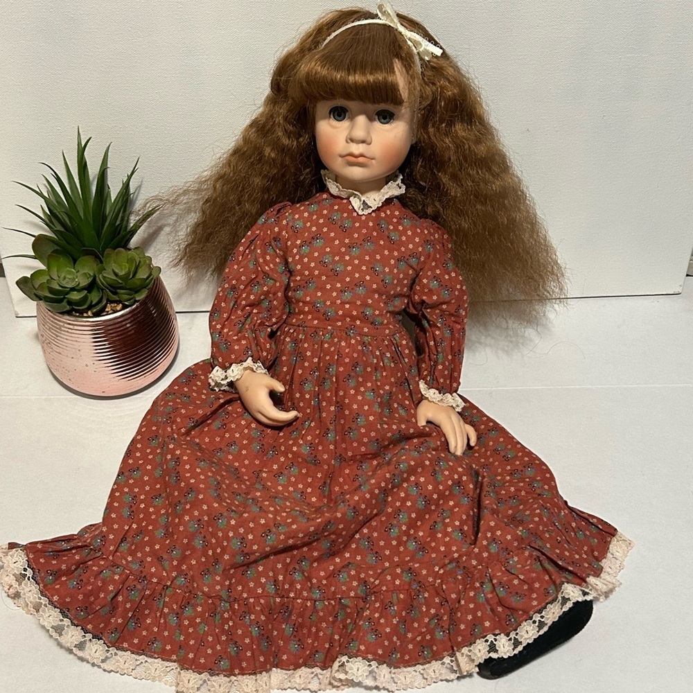Vintage Classic Red Floral Dress Doll
